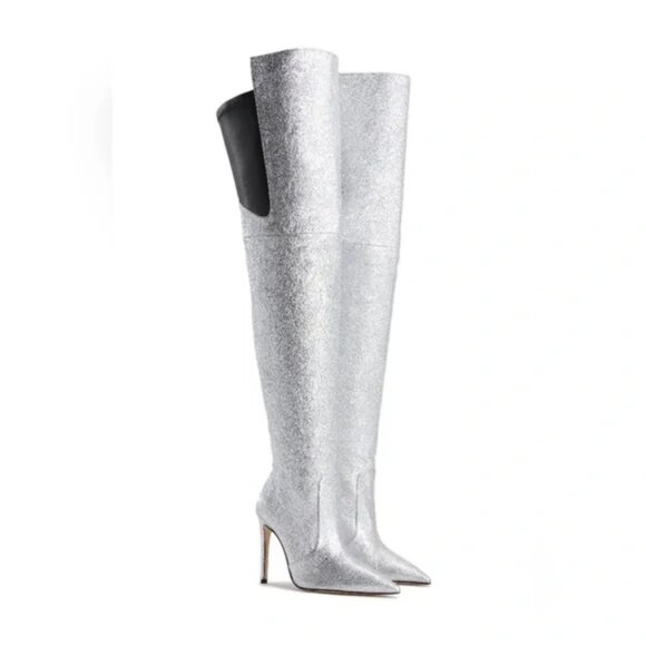 Good American Emma Crackle Over The Knee Boots - Picture 1 of 14
